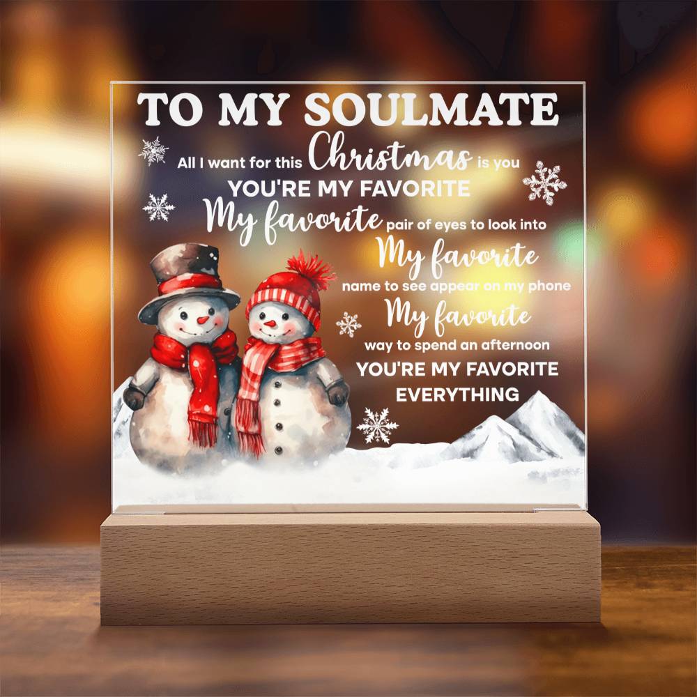 Christmas 'Snowman Sweethearts' - Acrylic Square Plaque - Real Rad Boutique