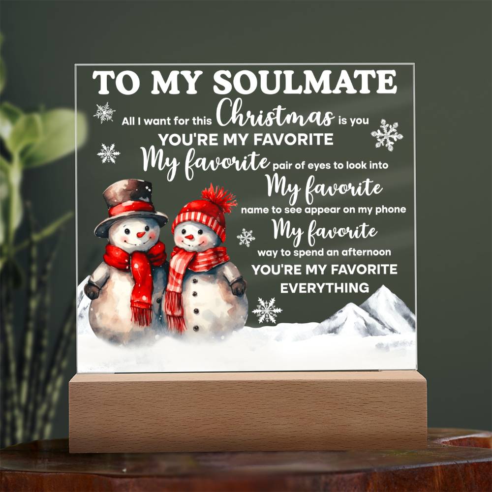 Christmas 'Snowman Sweethearts' - Acrylic Square Plaque - Real Rad Boutique