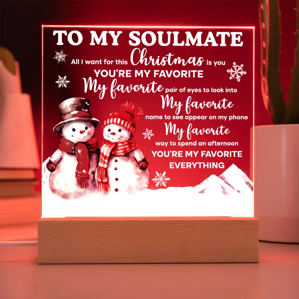 Christmas 'Snowman Sweethearts' - Acrylic Square Plaque - Real Rad Boutique