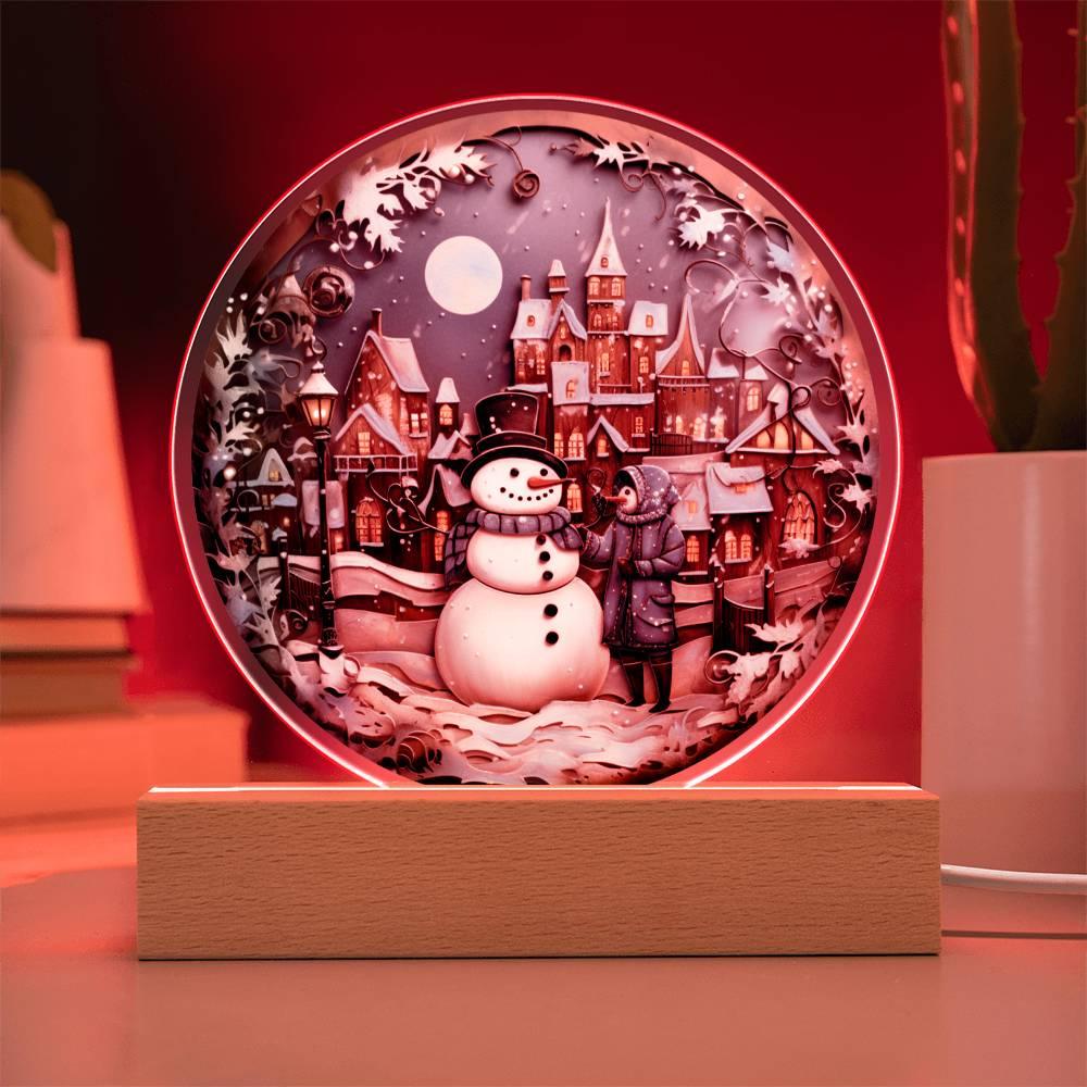 Christmas 'Snowman's Greetings' Acrylic Circle Plaque - Real Rad Boutique