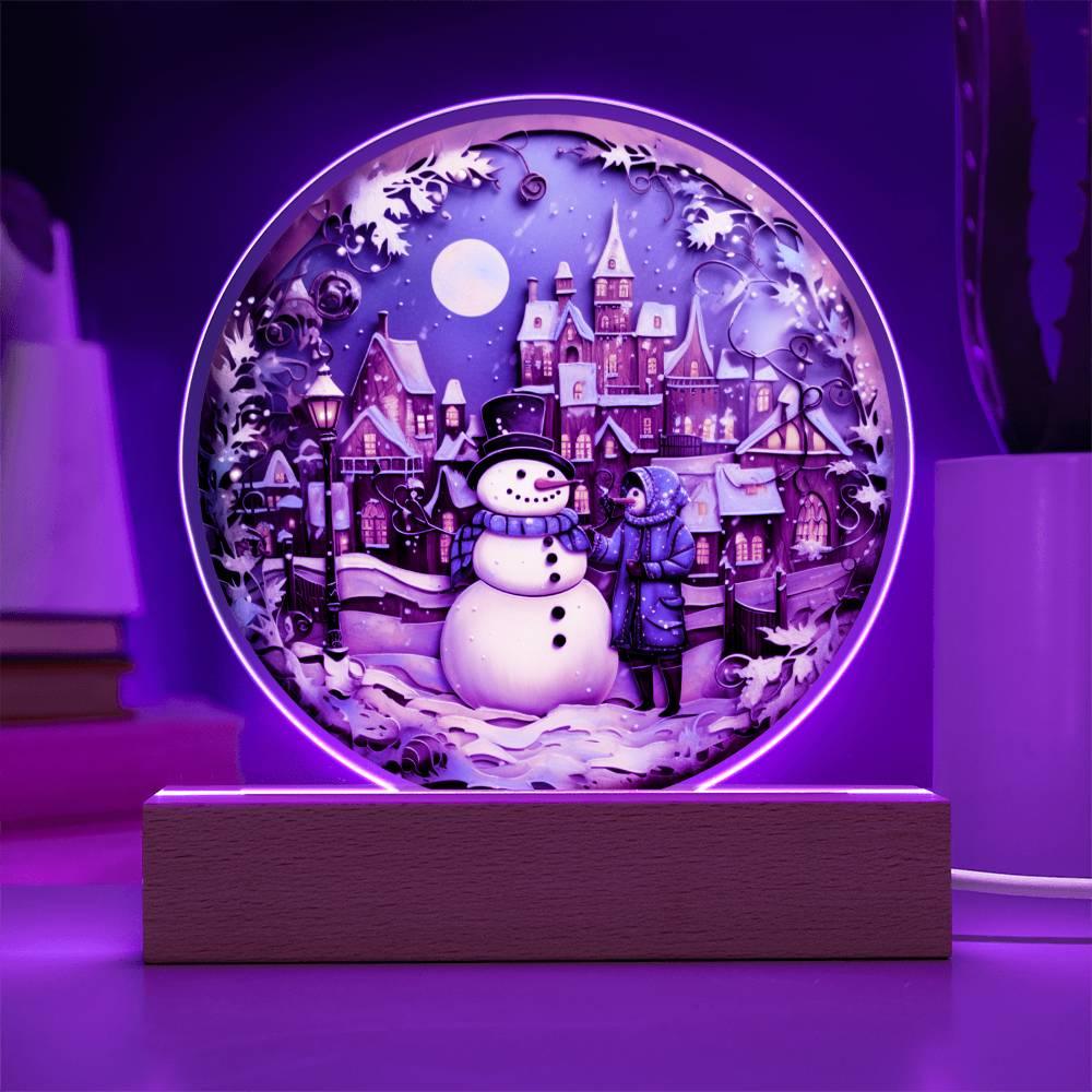 Christmas 'Snowman's Greetings' Acrylic Circle Plaque - Real Rad Boutique