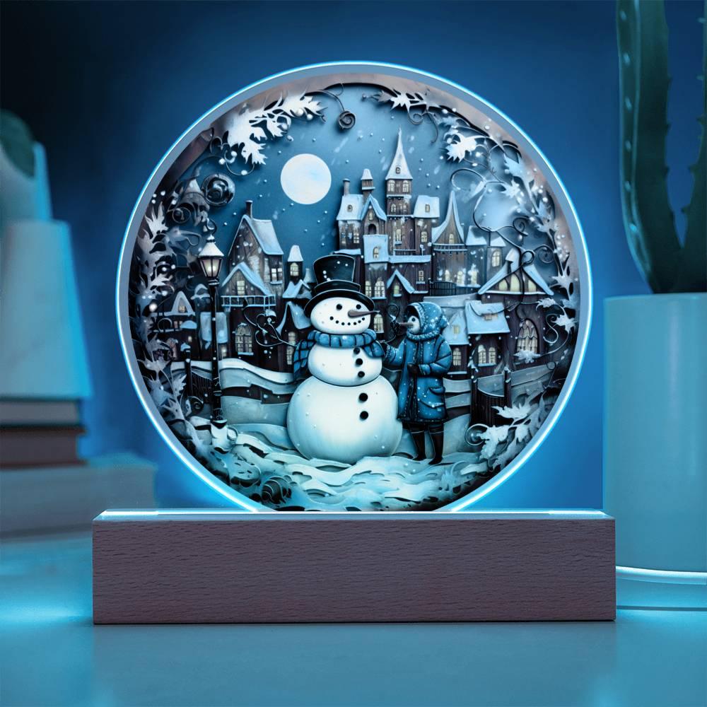 Christmas 'Snowman's Greetings' Acrylic Circle Plaque - Real Rad Boutique