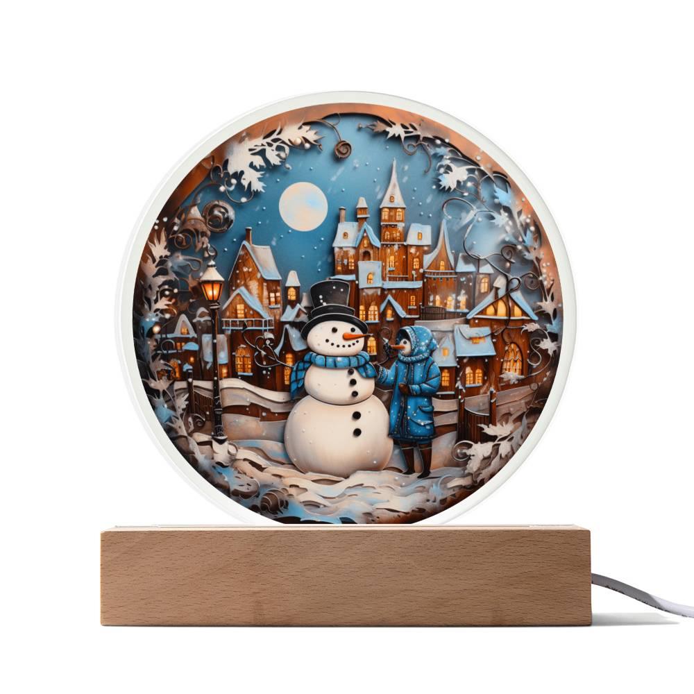 Christmas 'Snowman's Greetings' Acrylic Circle Plaque - Real Rad Boutique