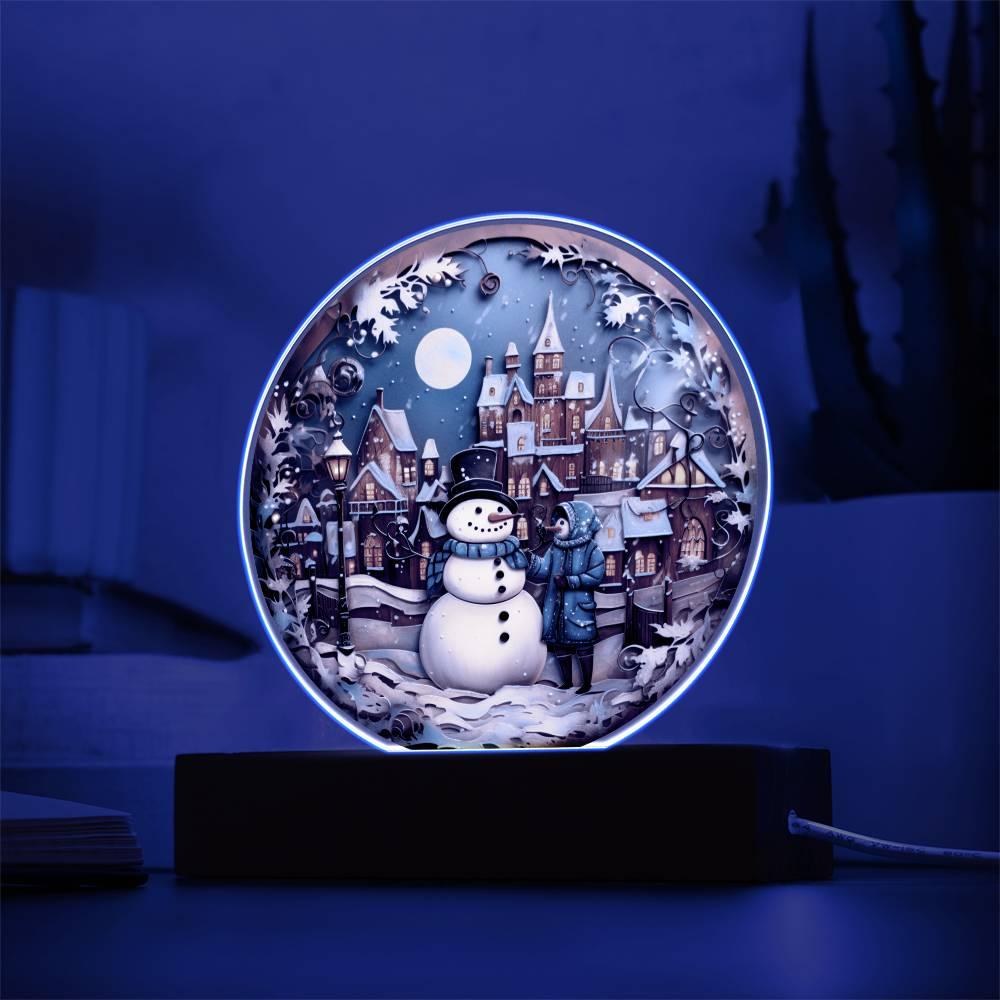 Christmas 'Snowman's Greetings' Acrylic Circle Plaque - Real Rad Boutique