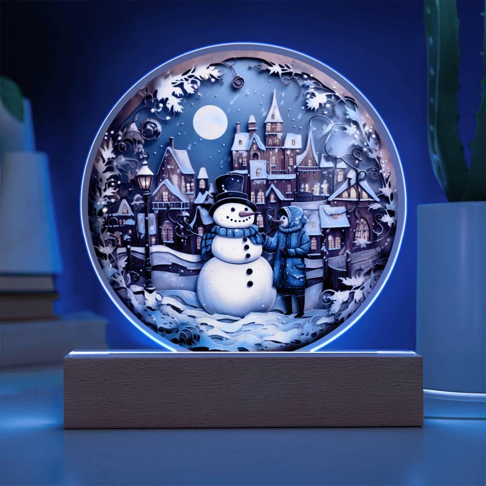 Christmas 'Snowman's Greetings' Acrylic Circle Plaque - Real Rad Boutique