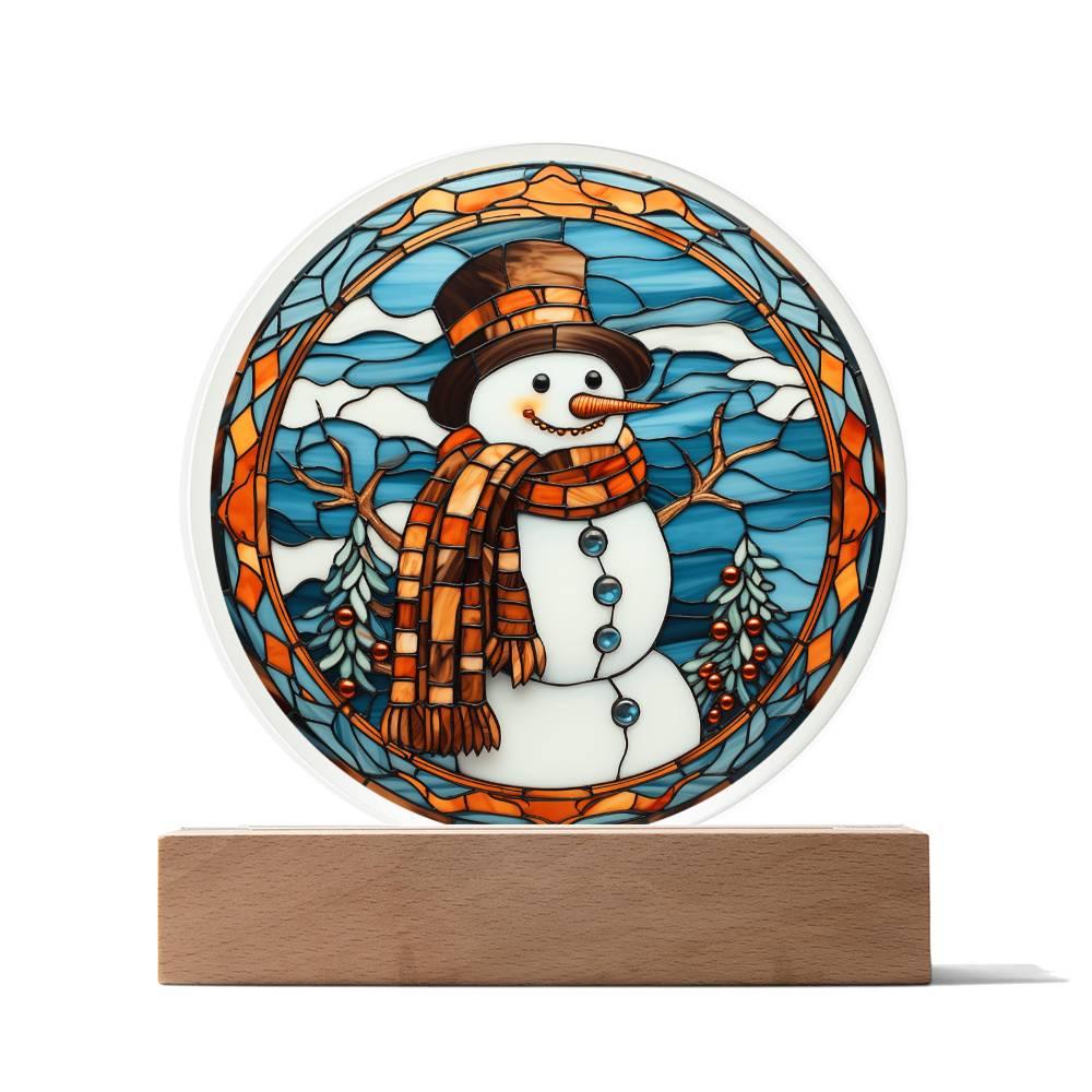 Christmas 'Snowman's Joyful Dance' Acrylic Circle Plaque - Real Rad Boutique