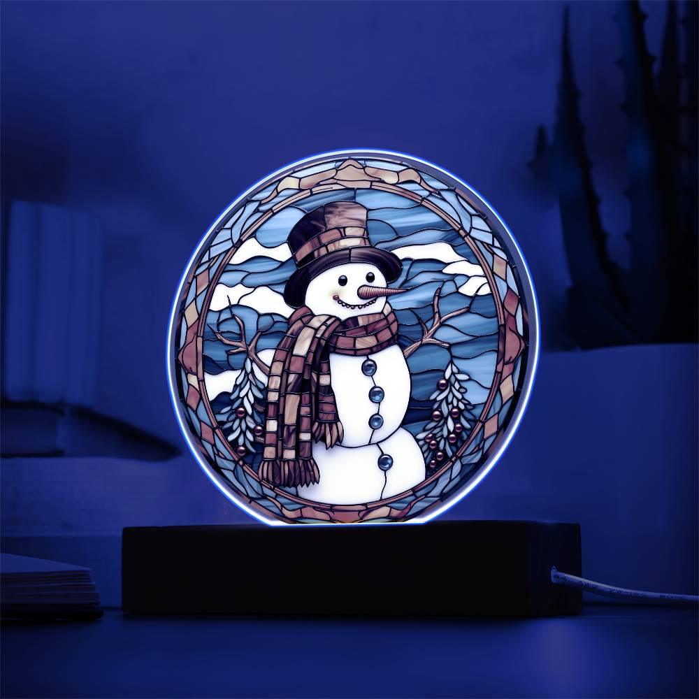 Christmas 'Snowman's Joyful Dance' Acrylic Circle Plaque - Real Rad Boutique