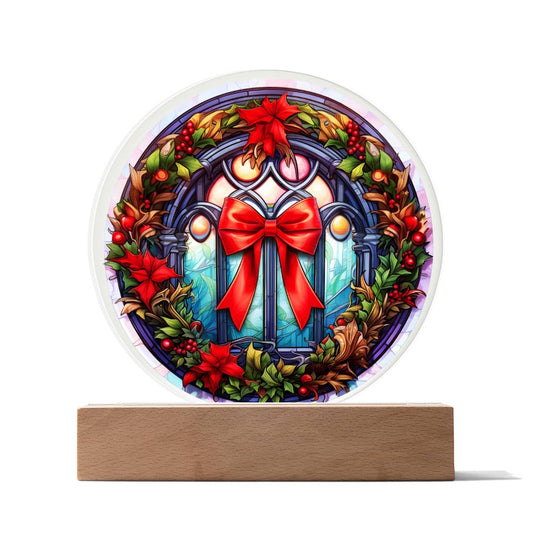 Christmas 'Wreath of Wonder' - Acrylic Circle Plaque - Real Rad Boutique