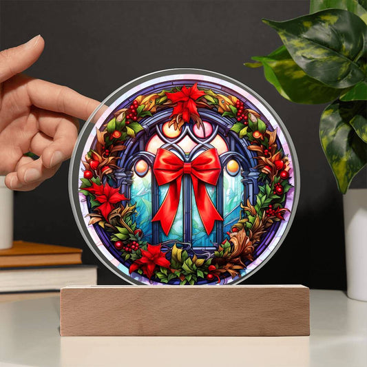 Christmas 'Wreath of Wonder' - Acrylic Circle Plaque - Real Rad Boutique