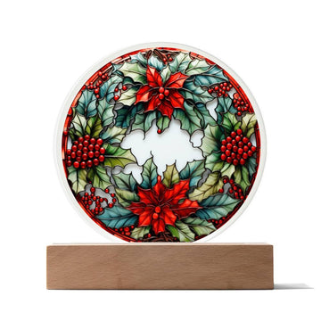 'Christmas Wreath Whimsy' Acrylic Circle Plaque - Real Rad Boutique