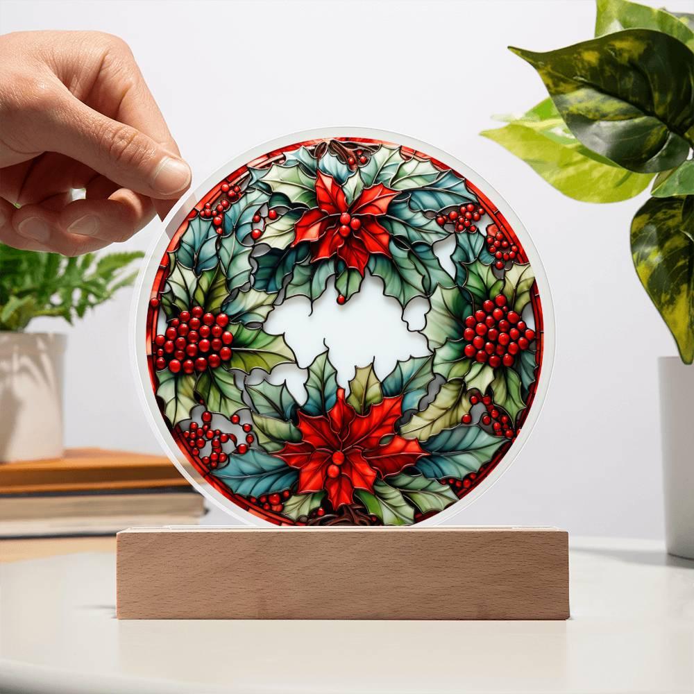 'Christmas Wreath Whimsy' Acrylic Circle Plaque - Real Rad Boutique