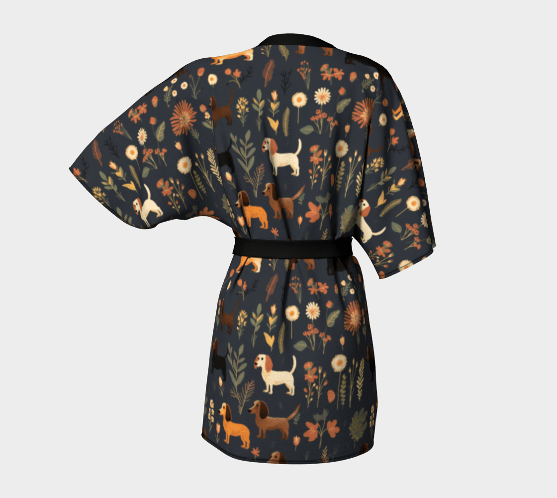 Dachshund with Flowers - Dachshund Kimono Robe - Real Rad Boutique