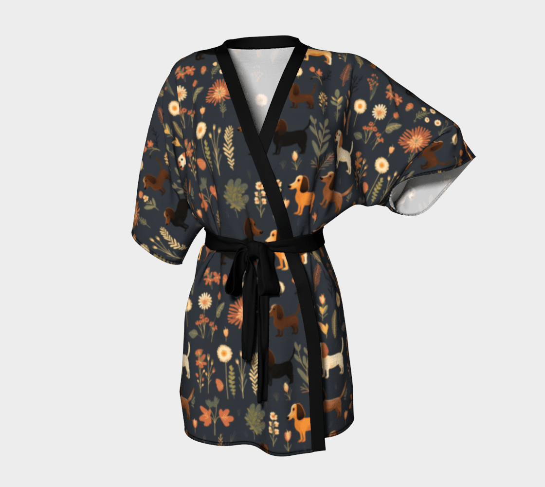 Dachshund with Flowers - Dachshund Kimono Robe - Real Rad Boutique