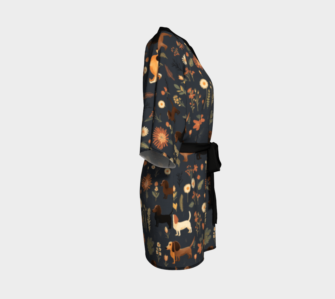 Dachshund with Flowers - Dachshund Kimono Robe - Real Rad Boutique