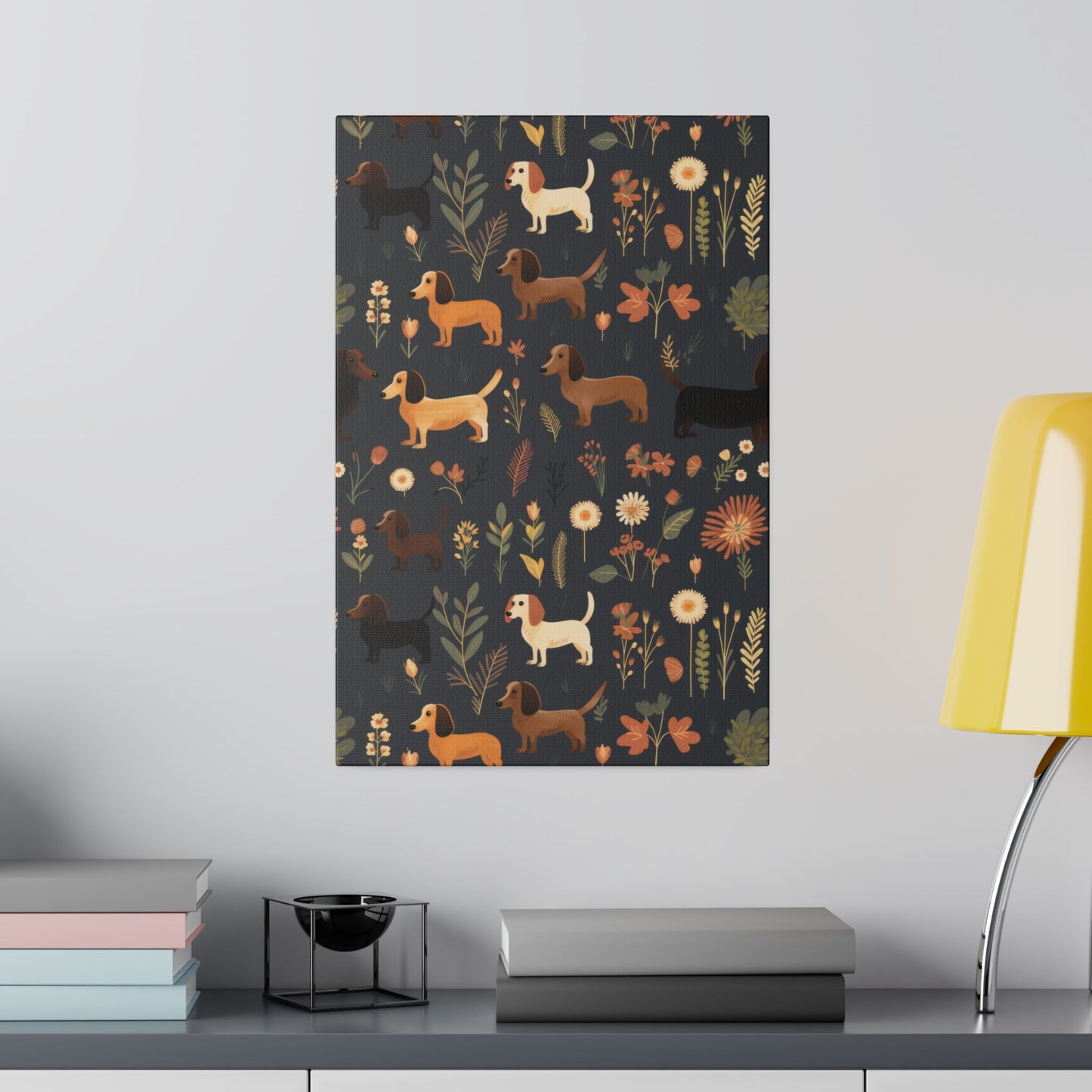 Dachshund with Flowers - Dachshund Matte Canvas - Real Rad Boutique