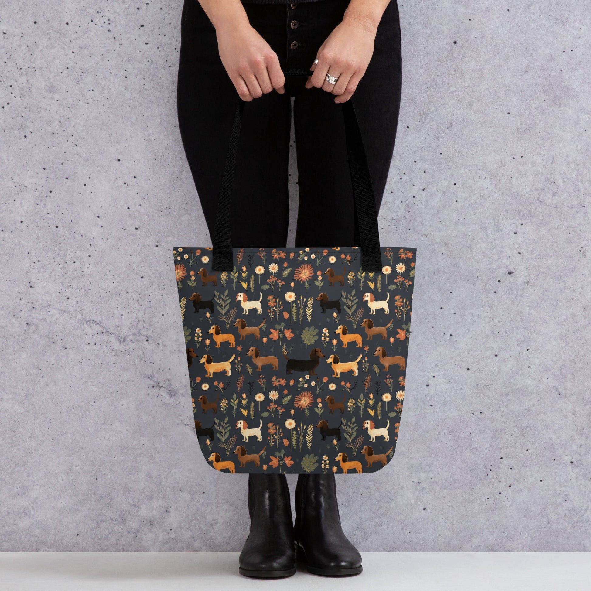 Dachshund with Flowers - Dachshund Tote Bag - Real Rad Boutique