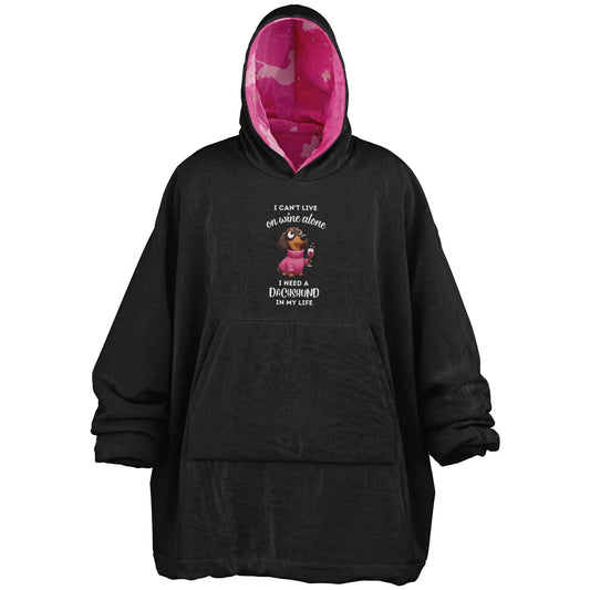 Dachshunds & Wine - Dachshund Reversible Snug Hoodie - Real Rad Boutique