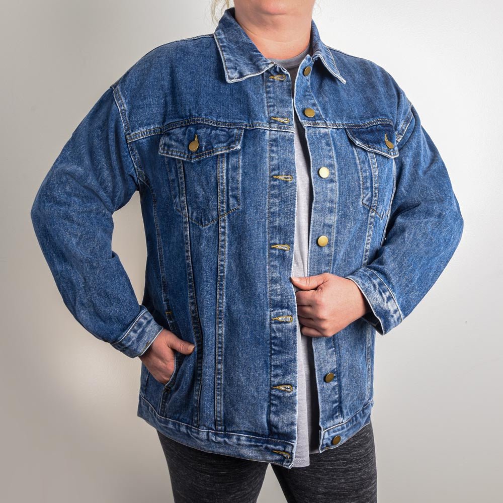 Dachshund's & Wine Time - Oversized Women's Denim Jacket - Real Rad Boutique