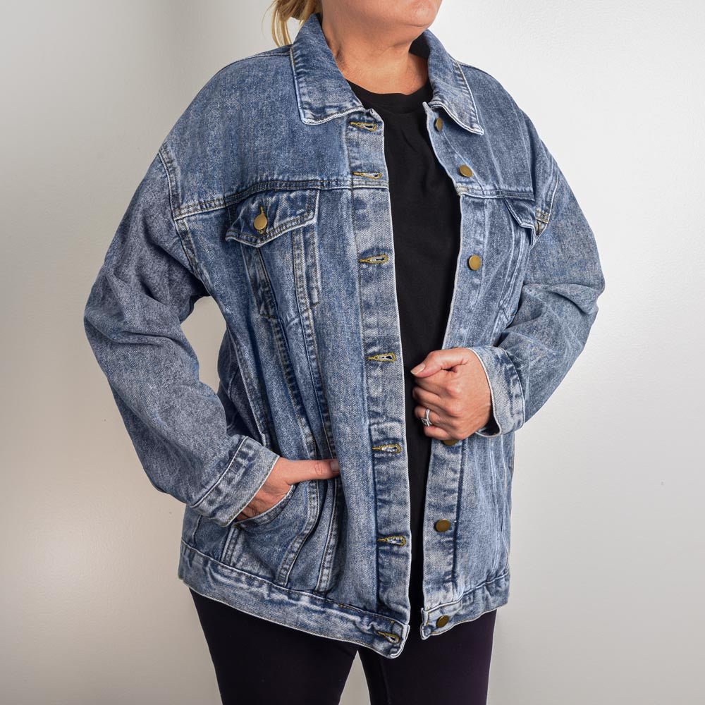 Dachshund's & Wine Time - Oversized Women's Denim Jacket - Real Rad Boutique