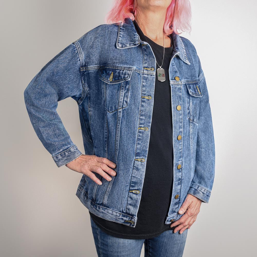 Dachshund's & Wine Time - Oversized Women's Denim Jacket - Real Rad Boutique