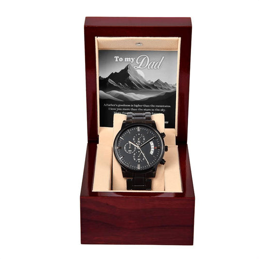 'Father & Mountains' Black Chronograph Watch - Real Rad Boutique