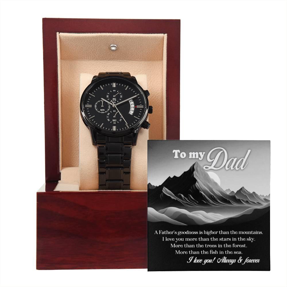 'Father & Mountains' Black Chronograph Watch - Real Rad Boutique