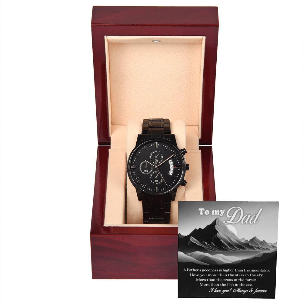 'Father & Mountains' Black Chronograph Watch - Real Rad Boutique