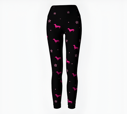 Flower Dachshund Power - Dachshund Yoga Leggings - Real Rad Boutique