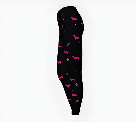 Flower Dachshund Power - Dachshund Yoga Leggings - Real Rad Boutique