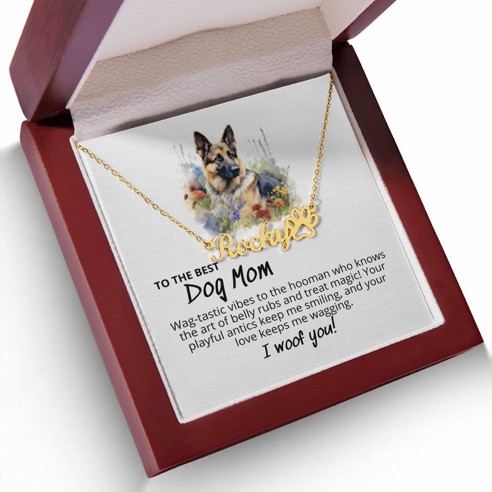 German Shepherd 'Canine Couture' - Personalized Name Pet Paw Print Necklace - Real Rad Boutique