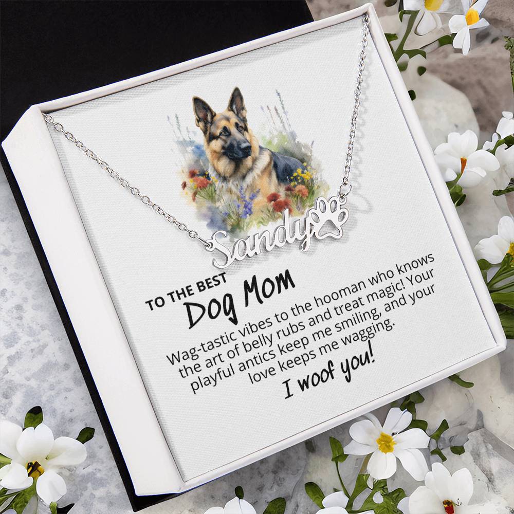 German Shepherd 'Canine Couture' - Personalized Name Pet Paw Print Necklace - Real Rad Boutique