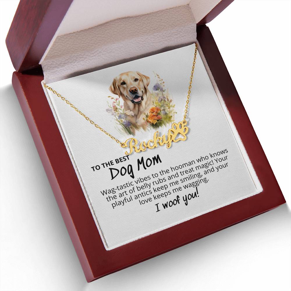 Golden Labrador 'Canine Couture' - Personalized Name Pet Paw Print Necklace - Real Rad Boutique