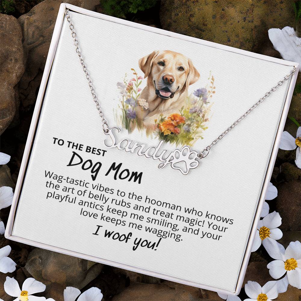 Golden Labrador 'Canine Couture' - Personalized Name Pet Paw Print Necklace - Real Rad Boutique