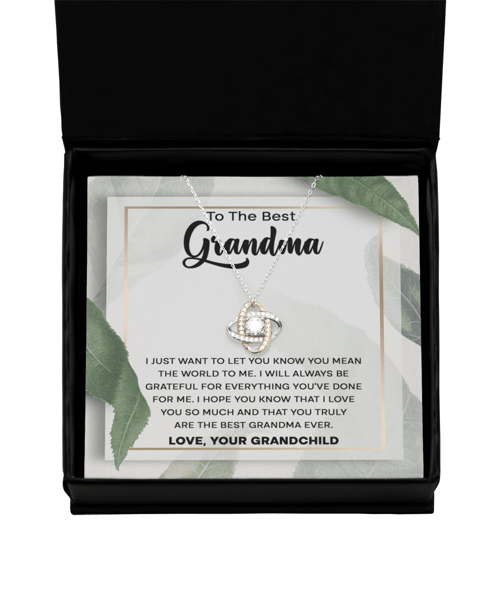 'Grandma You Mean The World To Me' Love Knot Rose Gold Necklace - Real Rad Boutique