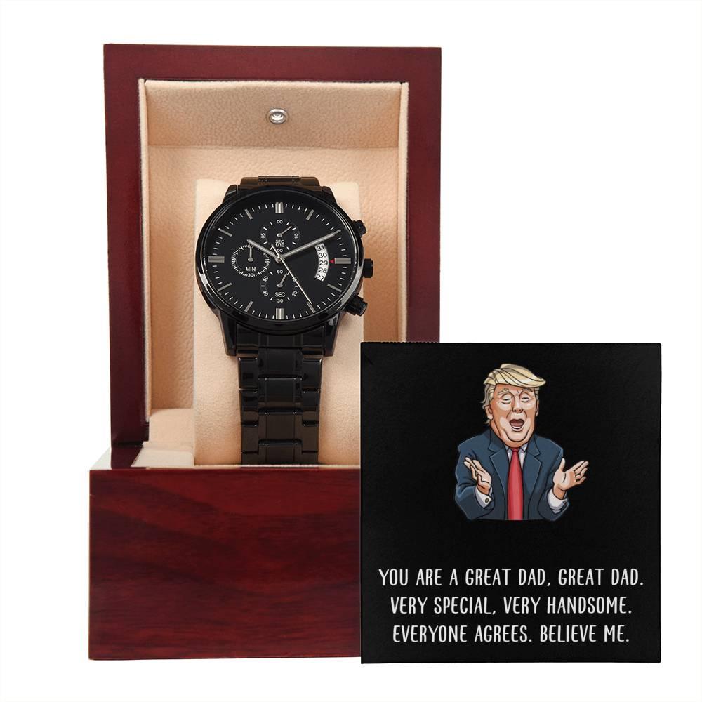 'Great Dad' Black Chronograph Watch - Real Rad Boutique