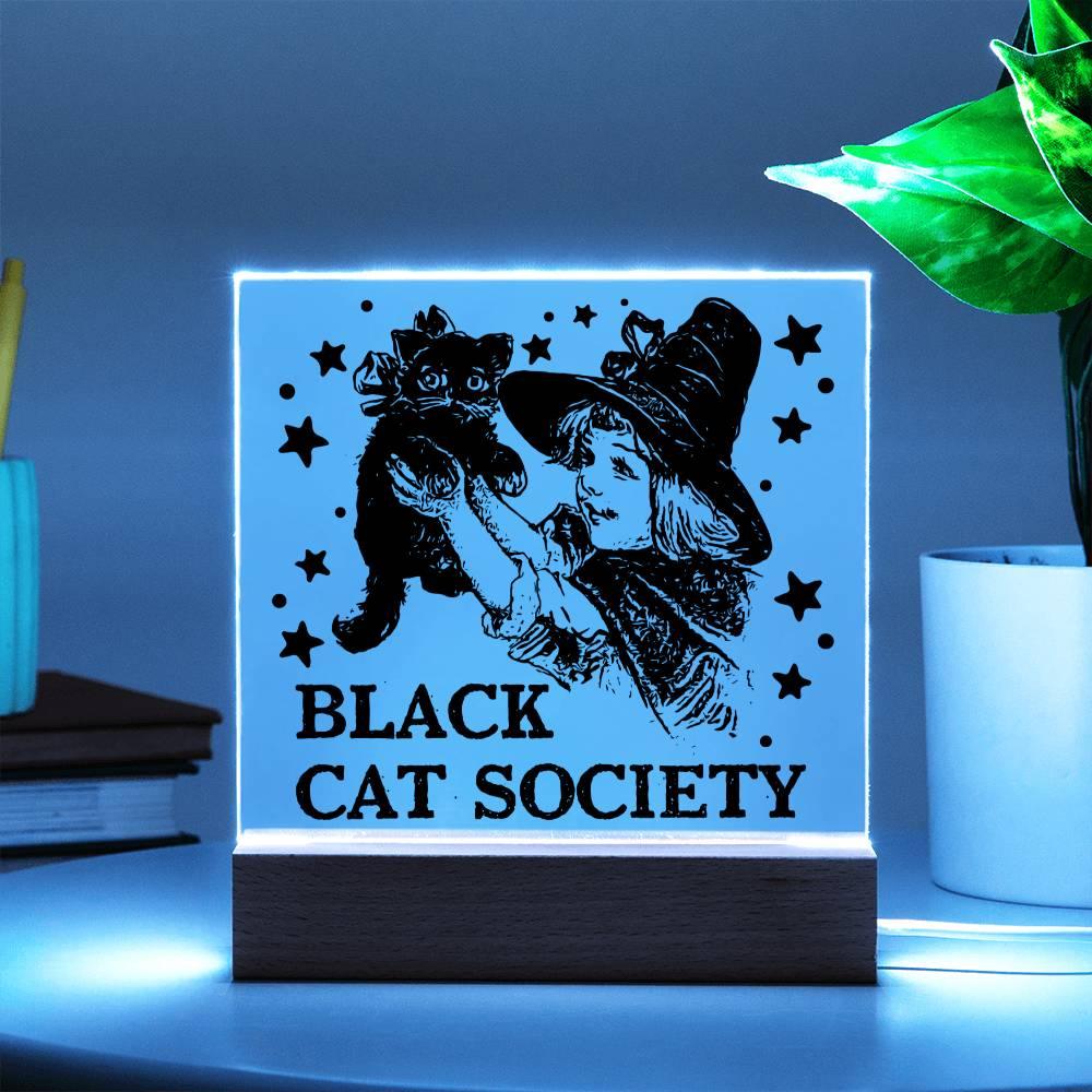 Halloween 'Black Cat Society' Acrylic Square Plaque - Real Rad Boutique