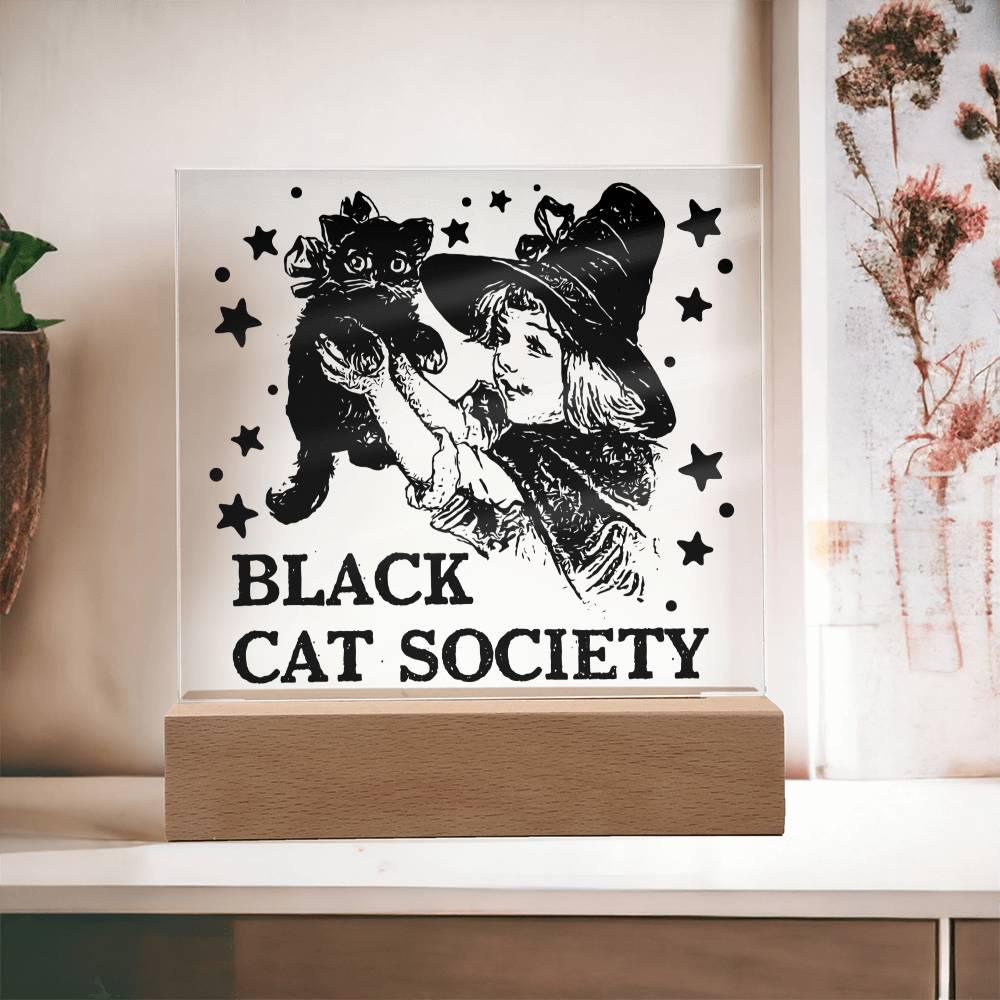 Halloween 'Black Cat Society' Acrylic Square Plaque - Real Rad Boutique