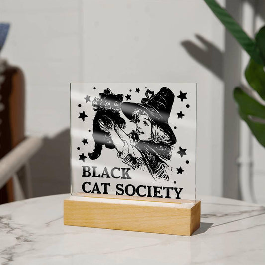 Halloween 'Black Cat Society' Acrylic Square Plaque - Real Rad Boutique