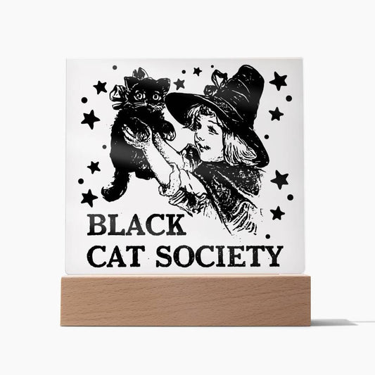 Halloween 'Black Cat Society' Acrylic Square Plaque - Real Rad Boutique