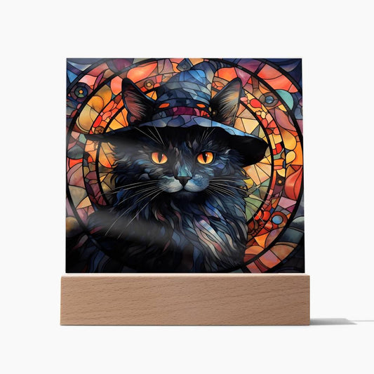 Halloween 'Cats & Cauldrons' Acrylic Square Plaque - Real Rad Boutique