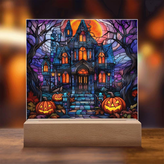 Halloween 'Chills & Thrills Manor' Acrylic Square Plaque - Real Rad Boutique