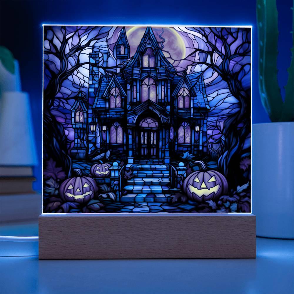 Halloween 'Chills & Thrills Manor' Acrylic Square Plaque - Real Rad Boutique