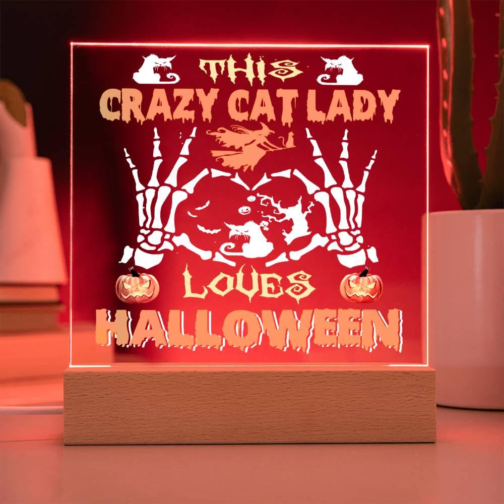 Halloween 'Crazy Cat Lady' Acrylic Square Plaque - Real Rad Boutique