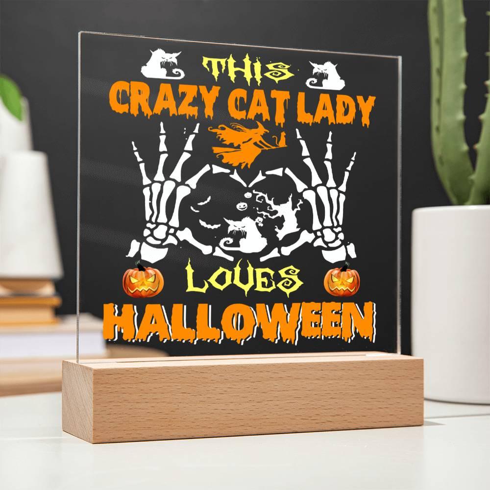 Halloween 'Crazy Cat Lady' Acrylic Square Plaque - Real Rad Boutique