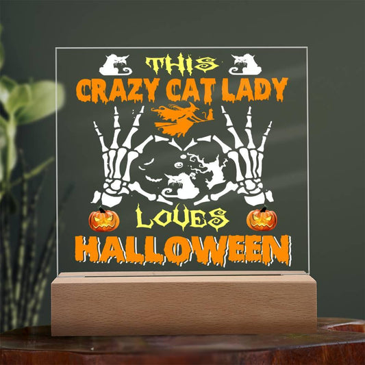 Halloween 'Crazy Cat Lady' Acrylic Square Plaque - Real Rad Boutique