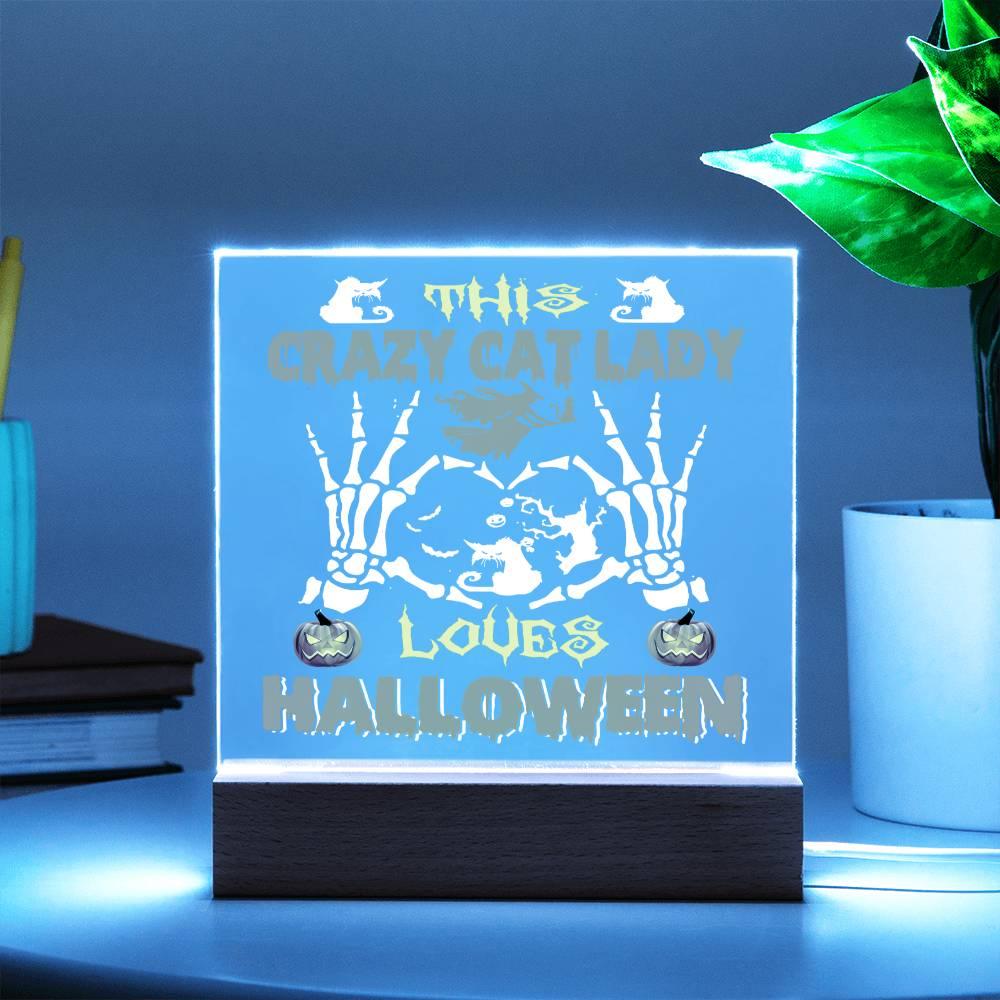 Halloween 'Crazy Cat Lady' Acrylic Square Plaque - Real Rad Boutique