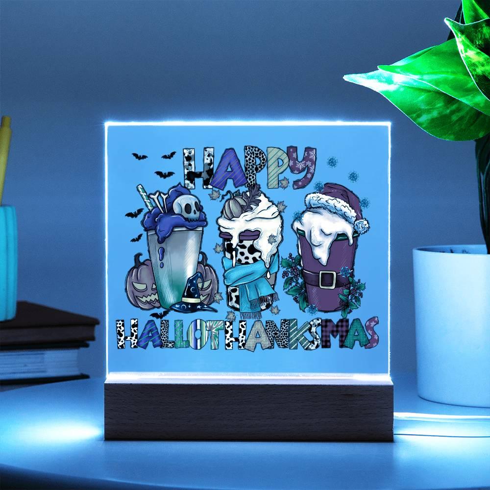 Halloween 'Happy Hallothanksmas' Acrylic Square Plaque - Real Rad Boutique