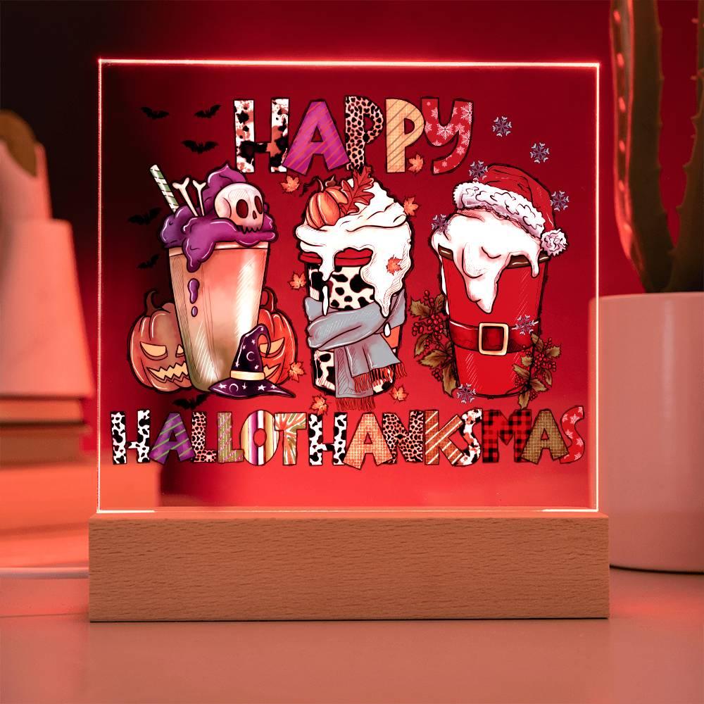 Halloween 'Happy Hallothanksmas' Acrylic Square Plaque - Real Rad Boutique