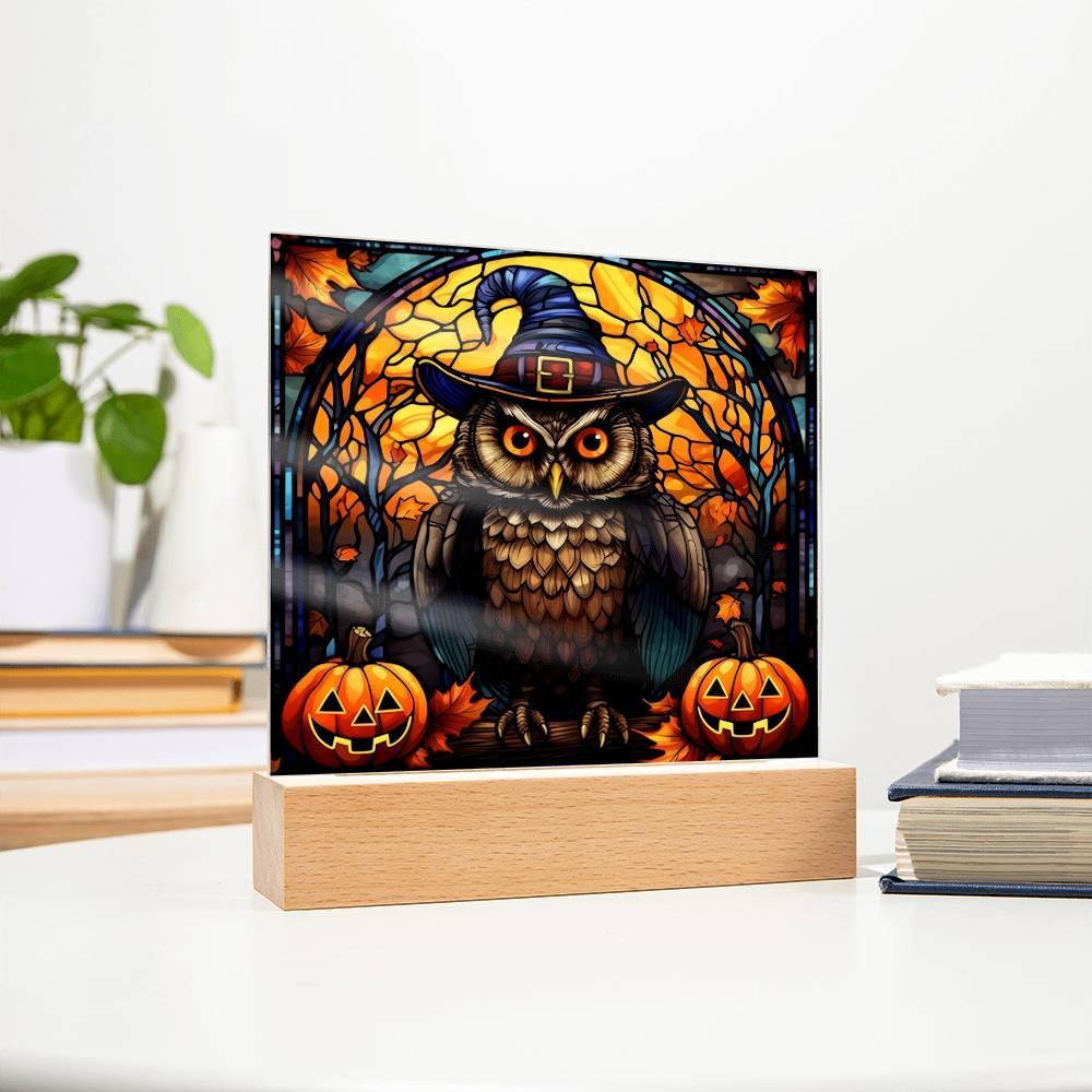 Halloween 'Haunted Owl' Acrylic Square Plaque - Real Rad Boutique