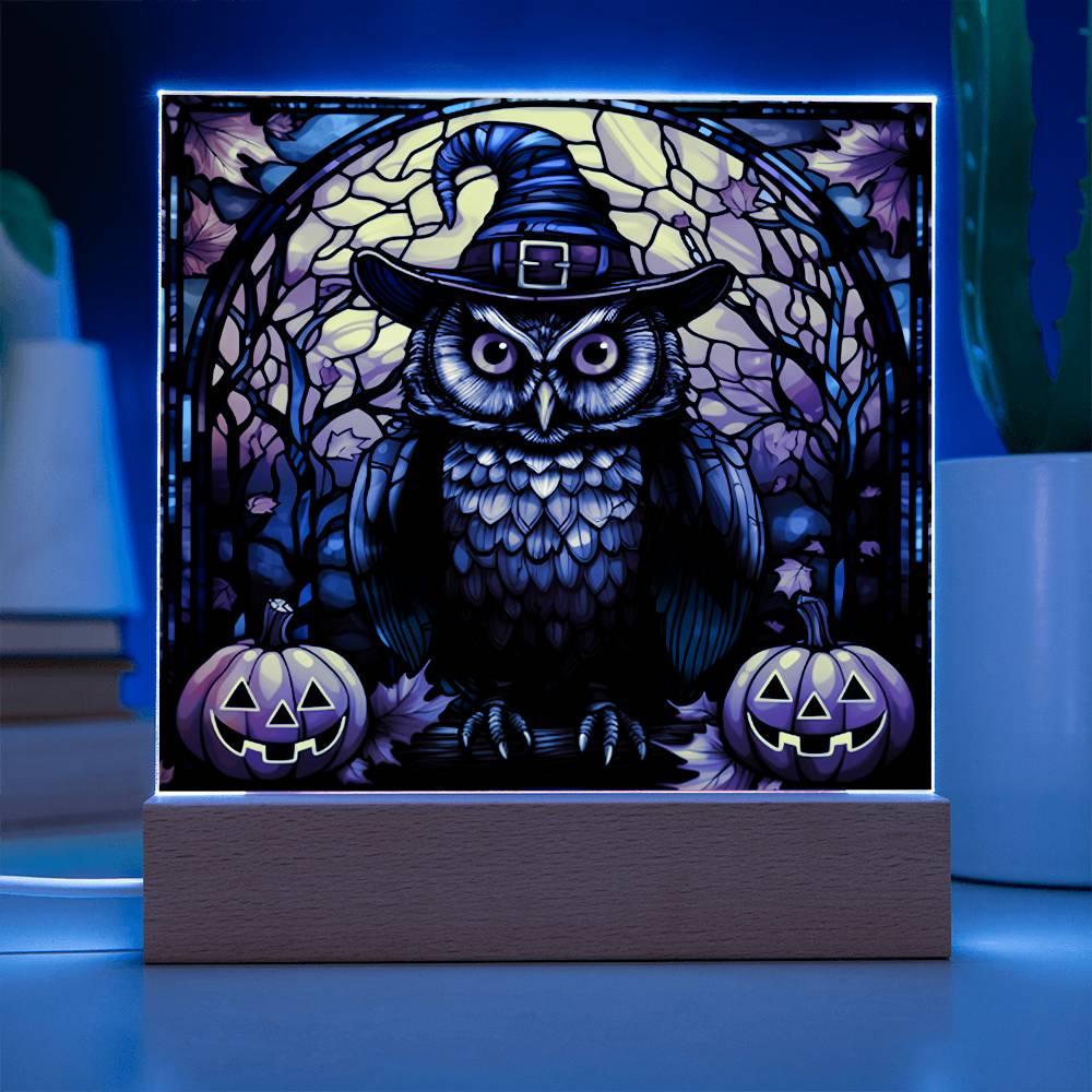 Halloween 'Haunted Owl' Acrylic Square Plaque - Real Rad Boutique